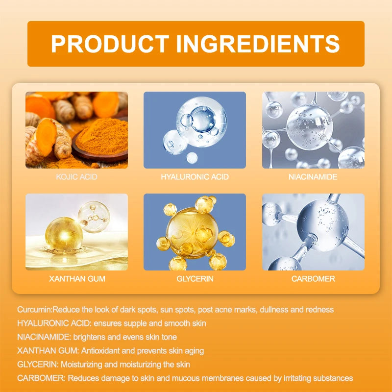 Dark Spot Facial Serum Turmeric Essence Remove Dark Spots Melasma Niacinamide Brighten Lighten Melanin Skin Care Products