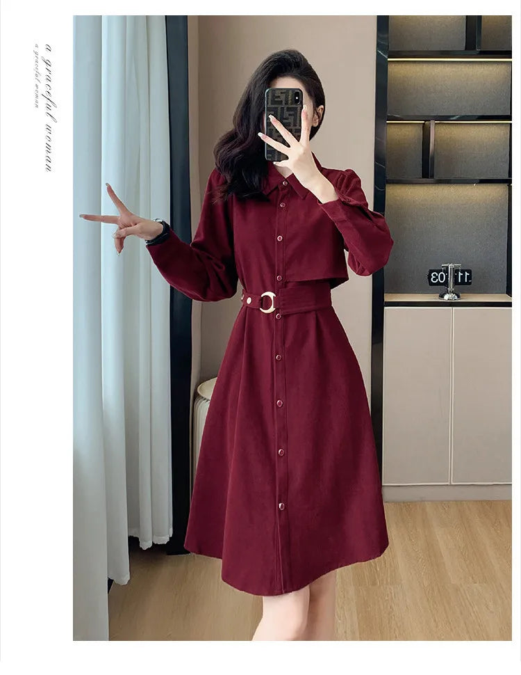 VigoAnne 2025 Woman Solid Long Sleeve Dress Spring Autumn Single Breasted Korean Casual Dresses Lady Evening Party Tight Dress