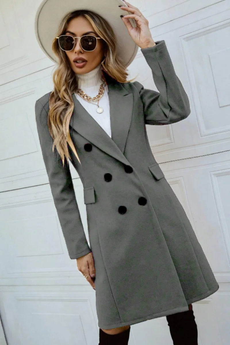 European and American fashion leisure new women's autumn and winter coat fashion slim lapel style slimming long sleeve Hanfu woo