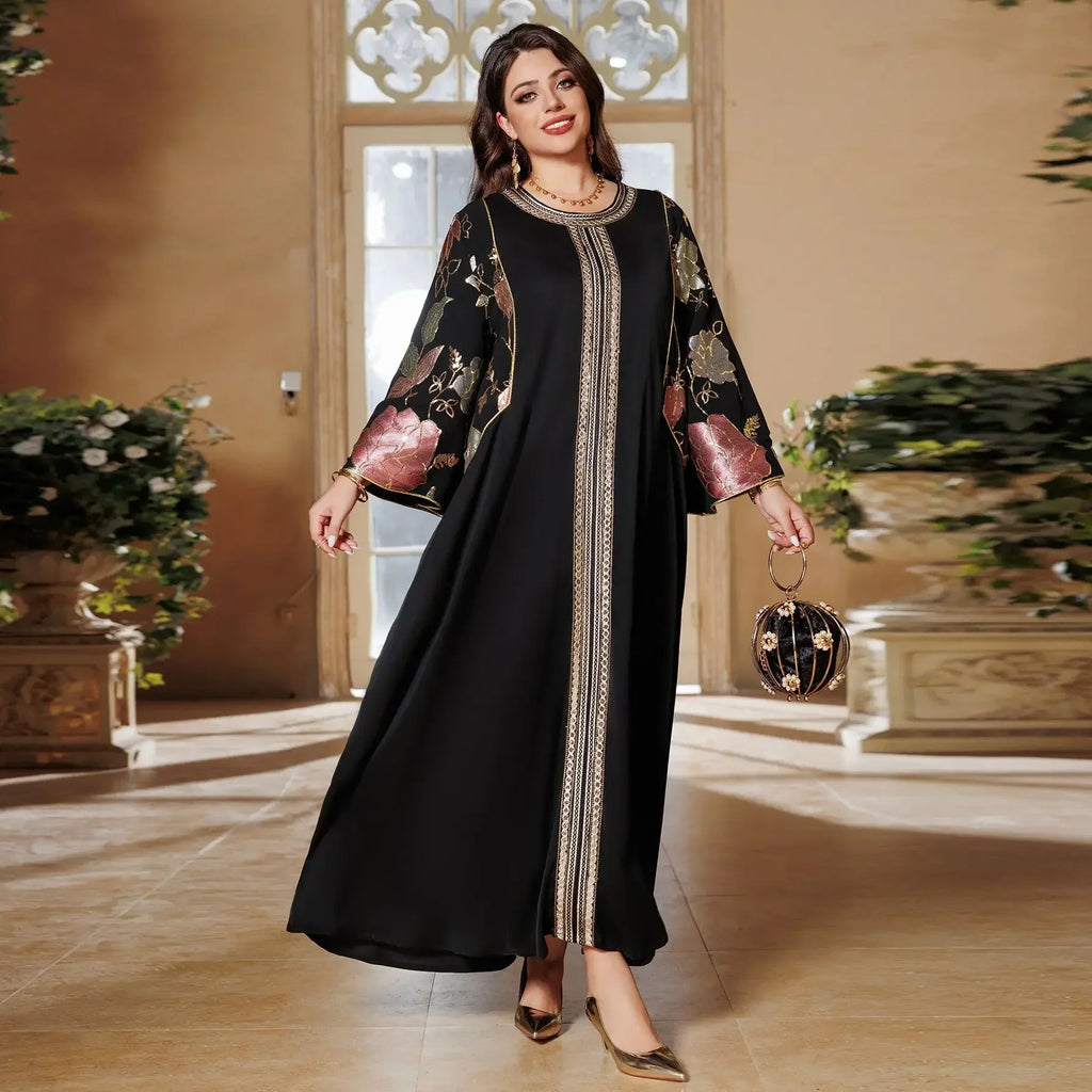 Muslim Women Sequin Embroidery Maxi Dress Dubai Abaya Turkey Kaftan Eid Djellaba Islam Jalabiya Robe Caftan Marocain Femme 2025