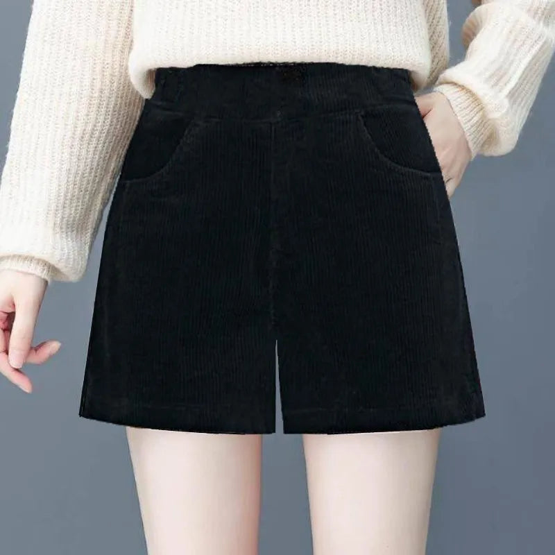 Lamb Velvet Thiened Fce Women's Autumn Winter Casual Pants High Waist Straight Leg Corduroy Trousers Trendy Outerwear