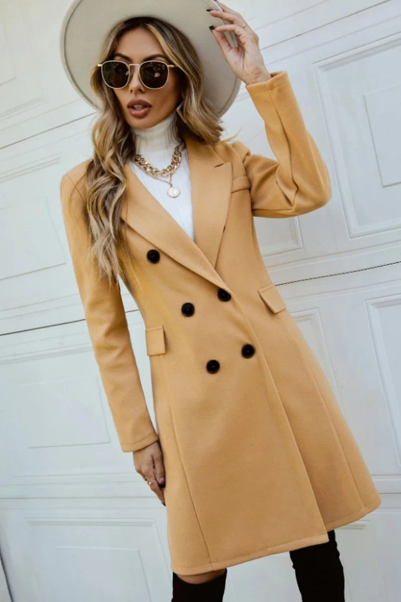 European and American fashion leisure new women's autumn and winter coat fashion slim lapel style slimming long sleeve Hanfu woo