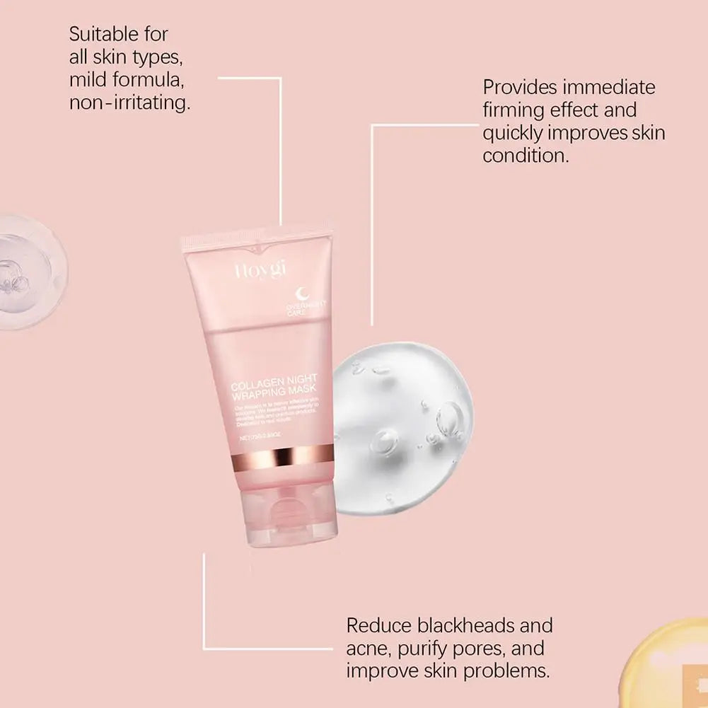 Collagen Overnight Wrapping Peel Off Facial Mask Korean Collagen Night Wrapping Mask Deeply Hydrates Night Care Mask Cream
