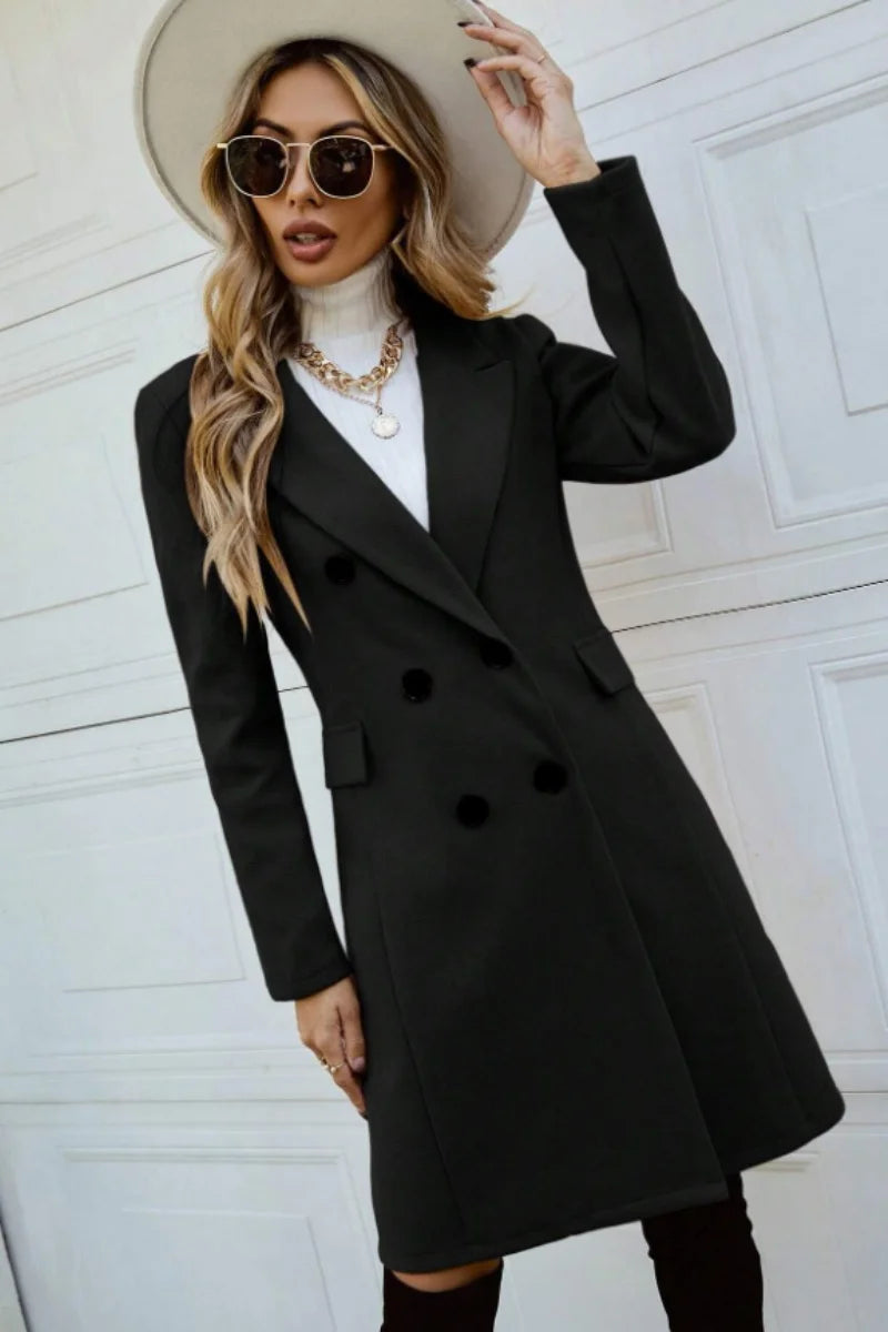 European and American fashion leisure new women's autumn and winter coat fashion slim lapel style slimming long sleeve Hanfu woo