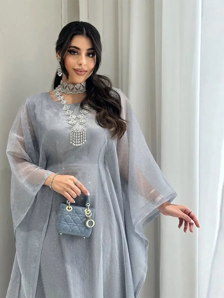 Ramadan Dubai Elegant cock abaya Polka Dot Dresses Long Dolman Sleeve For Muslim Women's Brief Kaftan