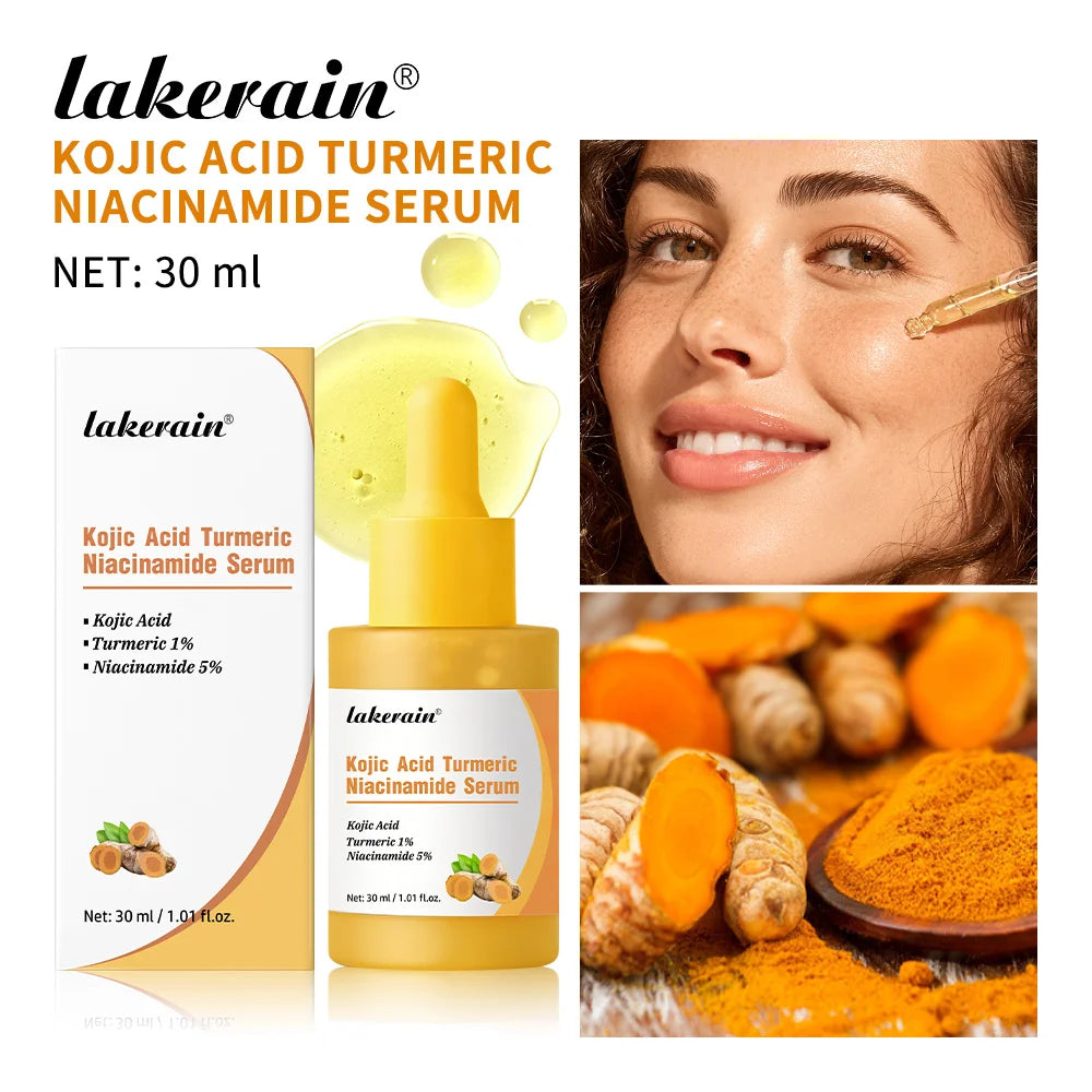 Kojic Acid Turmeric Niacinamide Serum Precise Dropper Design Deep Moisturizing Soothe Skin Brighten Skin Tone Facial Care