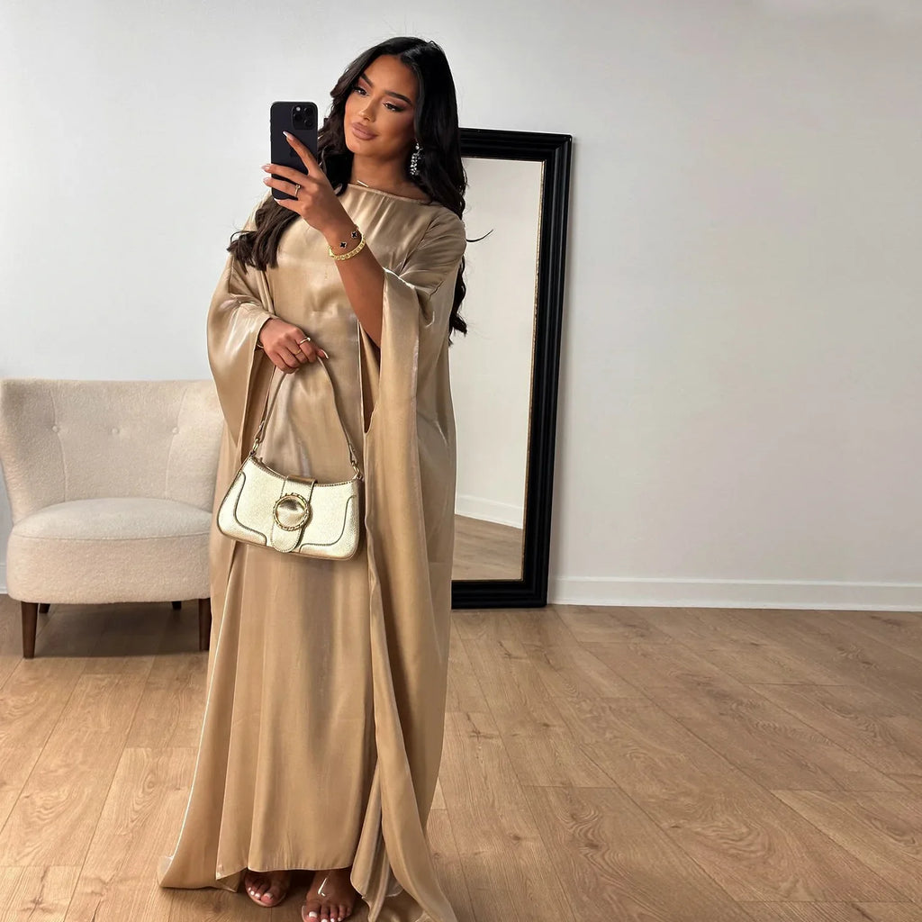Femme Musulman Shiny Abayas for Women Muslim Prayer Dress Dubai Turkey Kaftan Eid Djellaba Saudi Arabic Robe Islam Jalabiya Gown