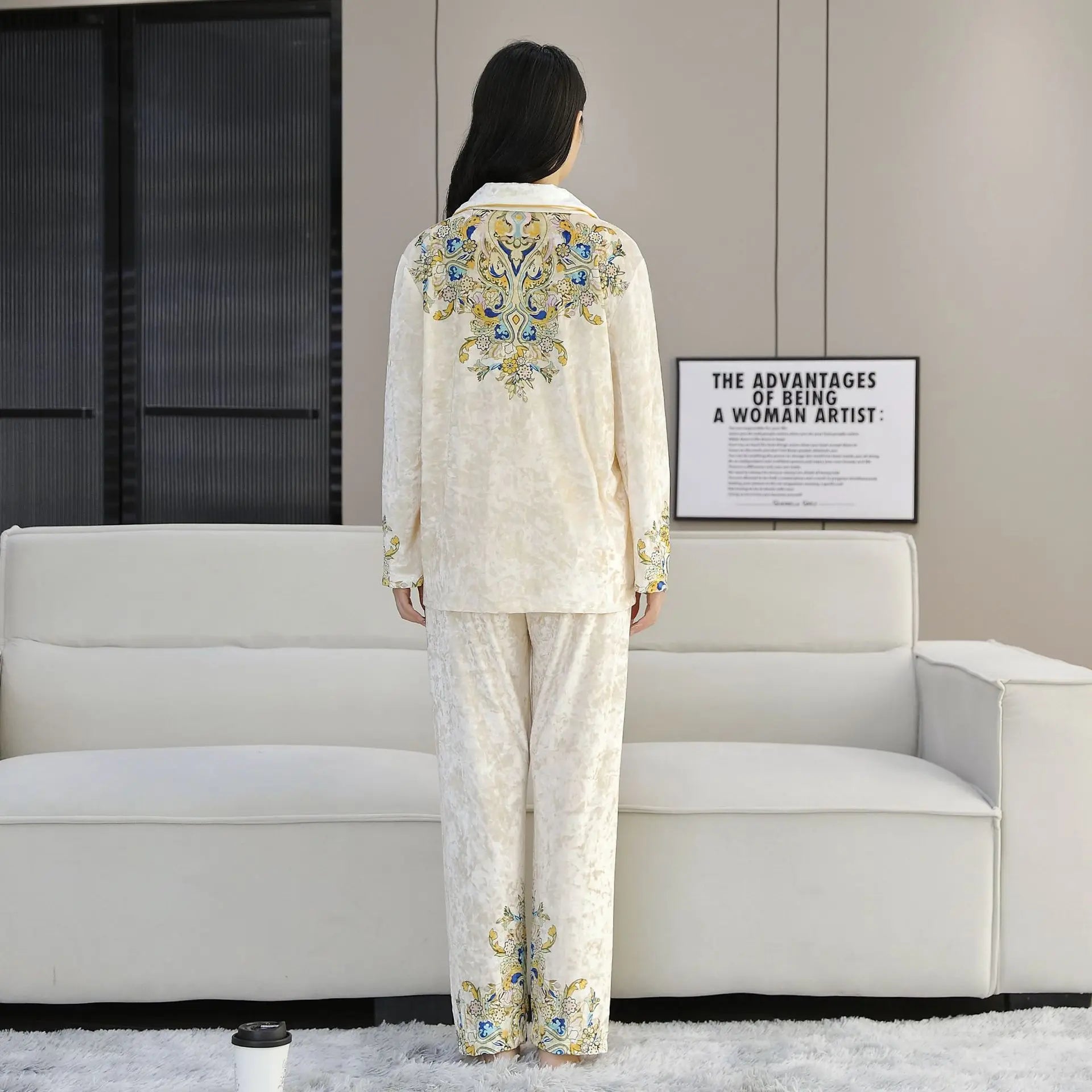 Women Pajama Sets Velvet Pajamas Women's Fall Long-sleeved Set of Women's Senior Fashion Cardigan Models Plus Size Homewear