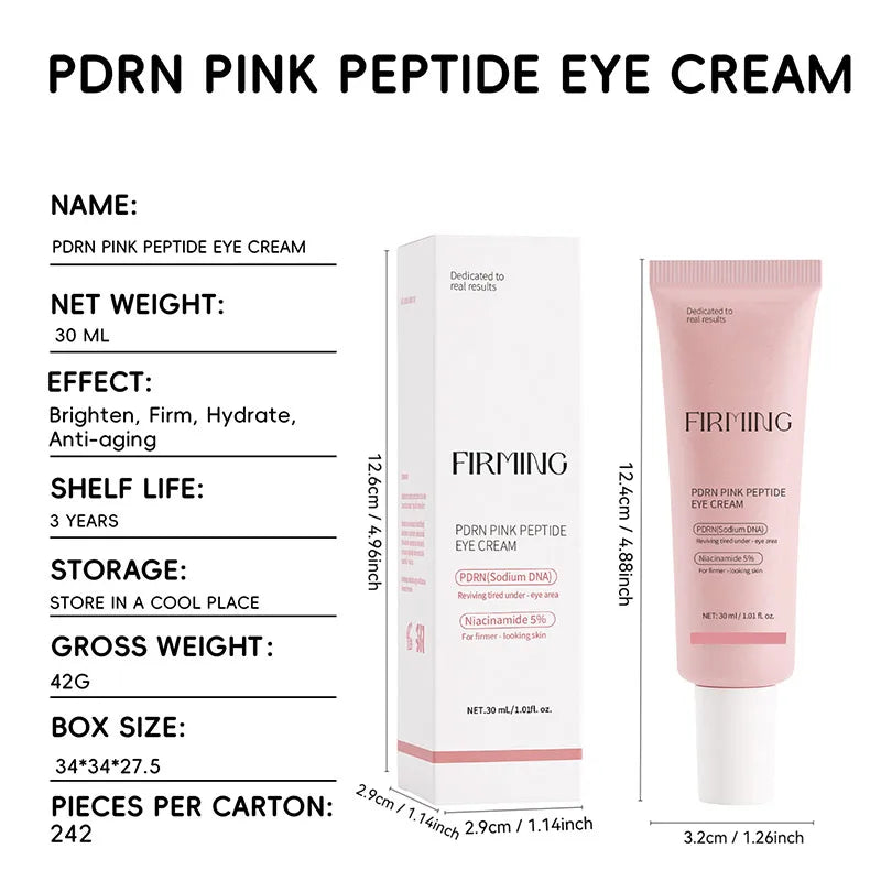 Korean PDRN Pink Peptide Eye Cream,Eye Contour Skin Firming Lifting Hydrating Brightening Care,Fade Fine Lines and Dark Circles