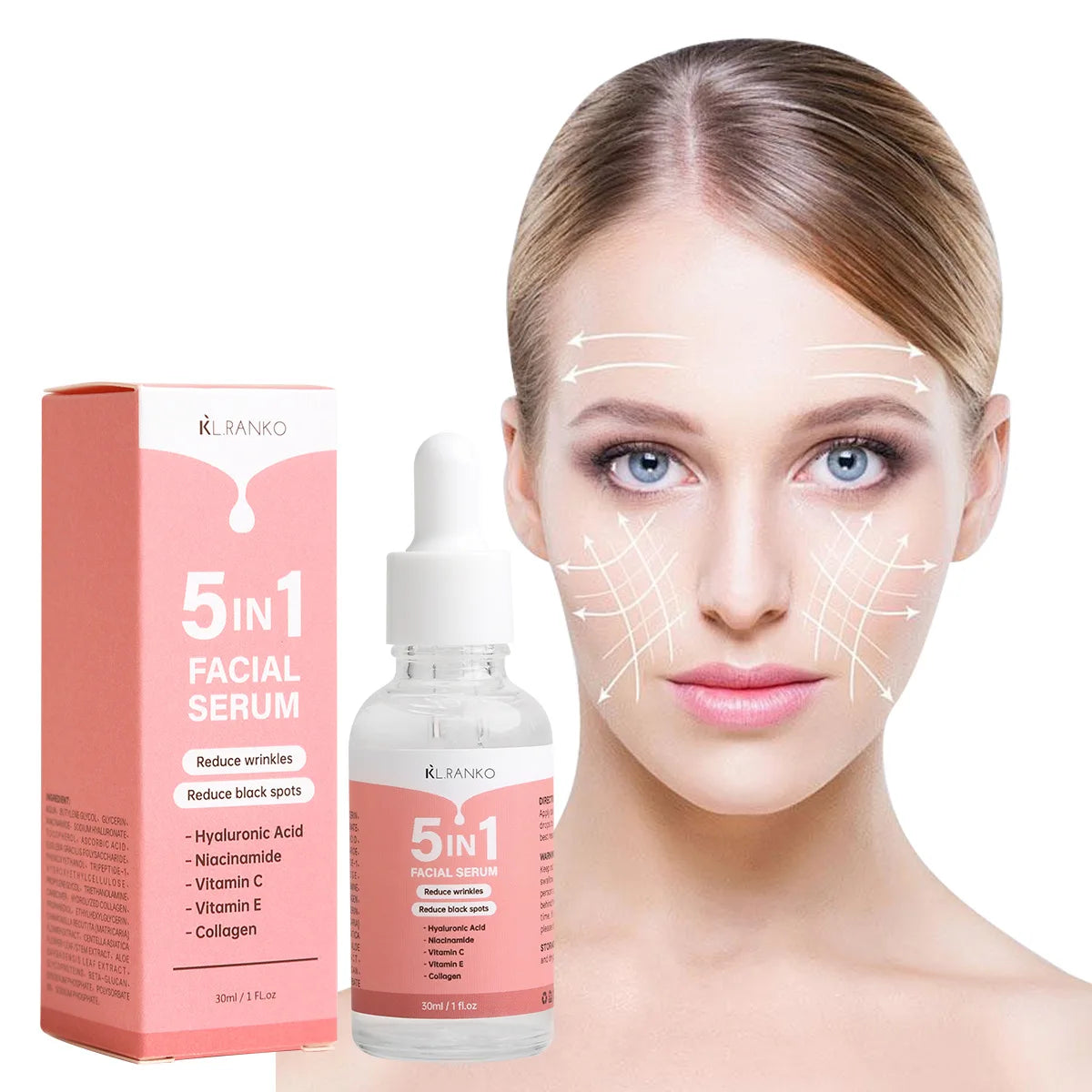 5-in-1 Multi-Action Facial Serum - Hydrates, Firms, Brightens & Reduces Wrinkles for Youthful Skin