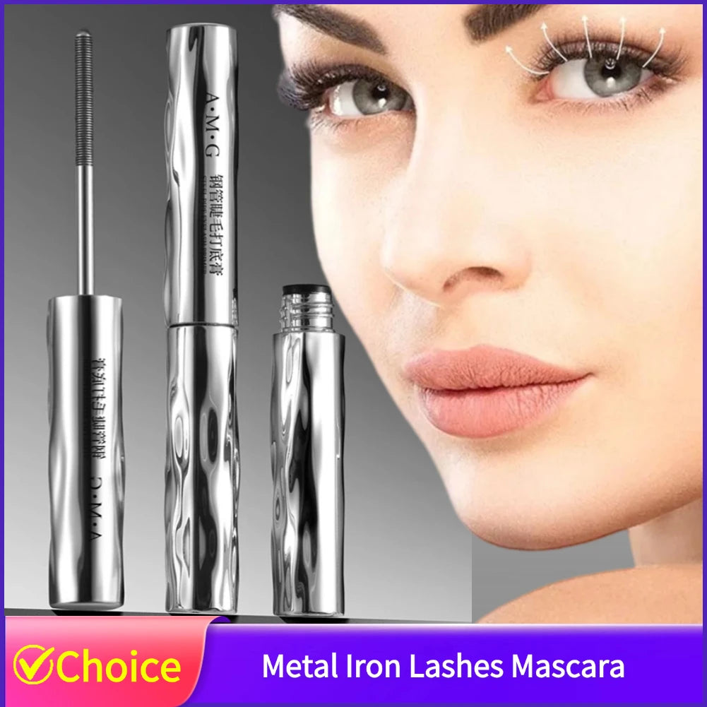 Metal Iron Lashes Mascara Waterproof Silk Fiber Mascara Black Long Curling Eyelash Extensions Non-clumping Eyes Makeup Cosmetics