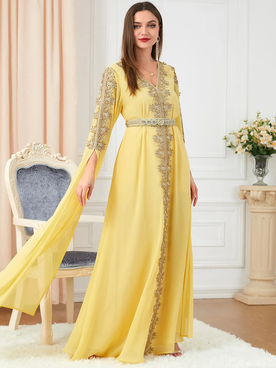 Autumn Morocco Dress Muslim Women Abaya Party Dresses Long Sleeve Abayas Dubai Turkey Islam Kaftan Robe Longue Vestidos Largos