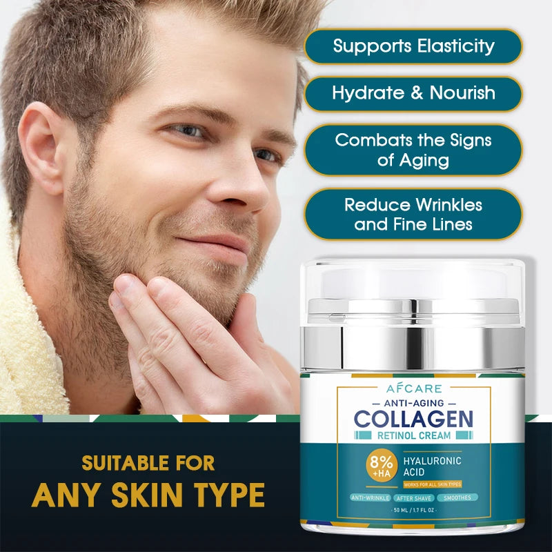 High Quality  Men Collagen Anti-Wrinkle Cream Retinol Moisturizer Face Cream Anti-Aging Firming Lifting Face Skin Care
