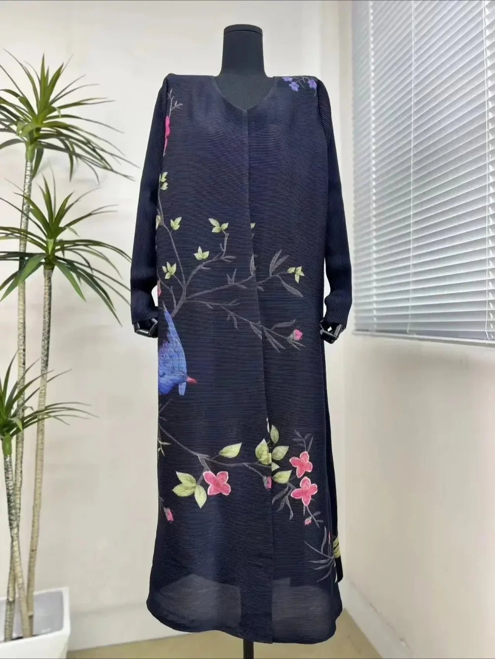 Eid Muslim Dress for Women Abaya Ramadan Print Pleated Cardigan Jalabiya Party Long Robe Morocco Dubai Kaftan Vestidos Largos