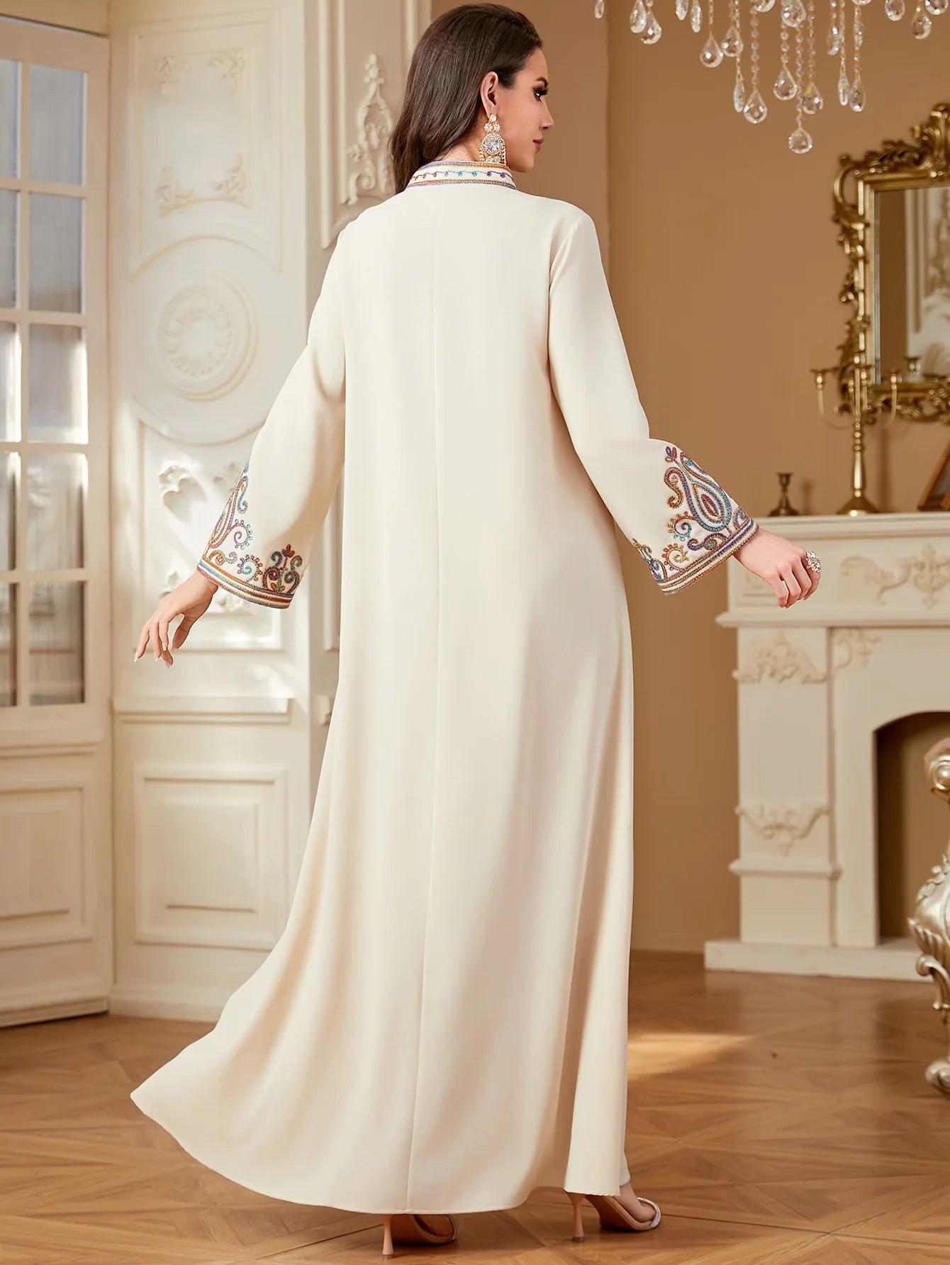 Eid Embroidery Women Dress Abaya Women Jalabiya Elegant Muslim Dubai Vestidos Largo Ramadan Morocco Prayer Caftan Robe Abayas