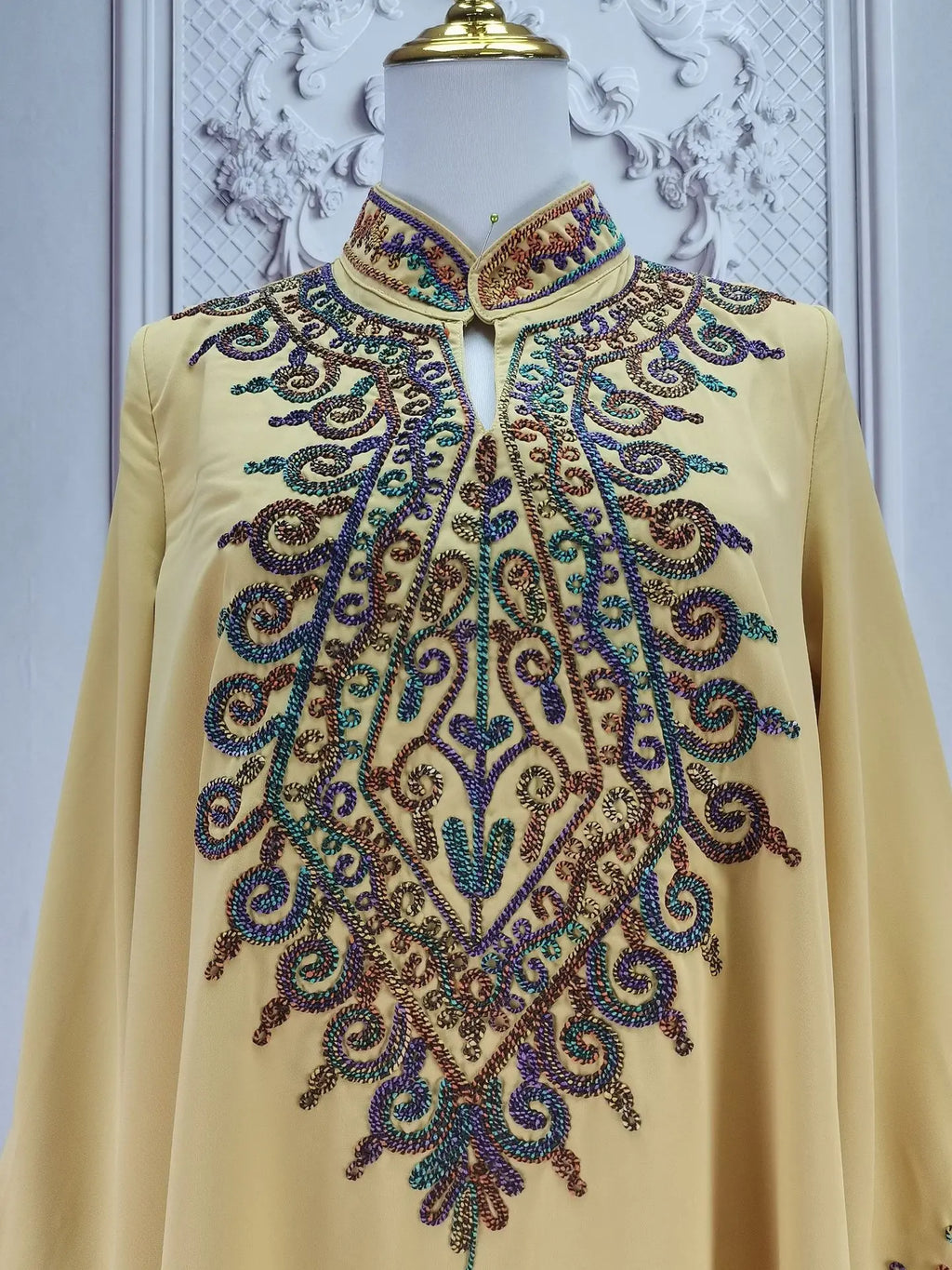 Uni Embroidery V-Neck Long Dress Dubai Arab Abaya For Muslim Woman Loose Moroccan Saudi Ethnic Jalabiya Fashion Robe 2026