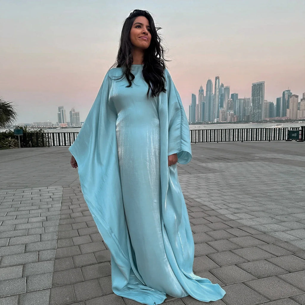 Marocain Kaftan Women Batwing Sleeve Modest Dress Dubai Turkey Abaya Eid Mubarak Djellaba Islam Jalabiya Prayer Garemnt Ramadan