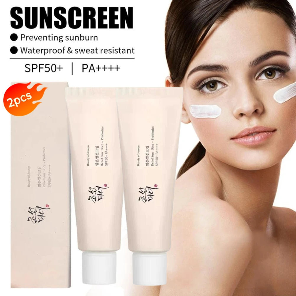 واقي شمس بالأرز والبروبيوتيك SPF50+ – حماية وترطيب يومي ☀️✨