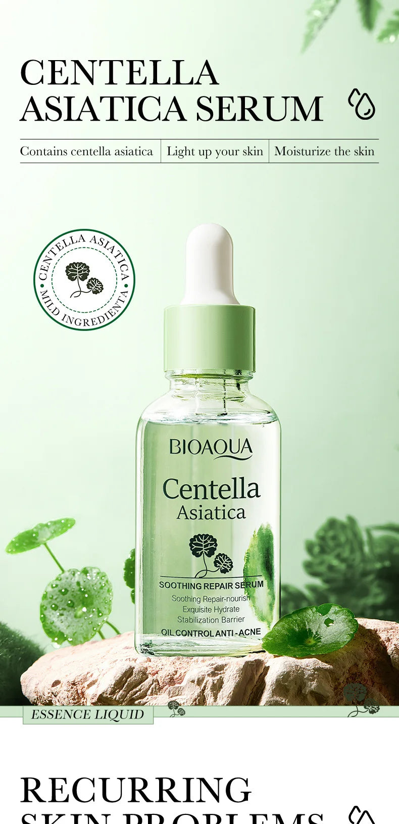 BIOAQUA Centella Face Serum Skincare Face Essence Moisturizing Hydrating Firming Repairing Facial Liquid Serum Skin Care