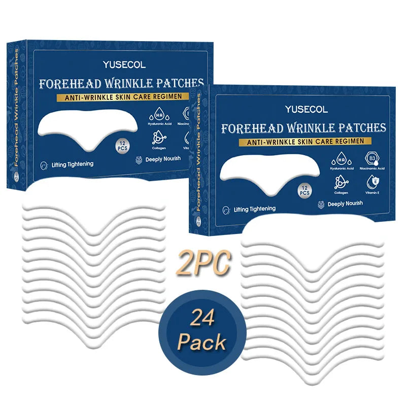 Forehead Wrinkle Patches 12Pcs with Aloe Collagen Vitamin E Anti Wrinkle Patches Forehead 8 Hour Night Wrinkles Treatment