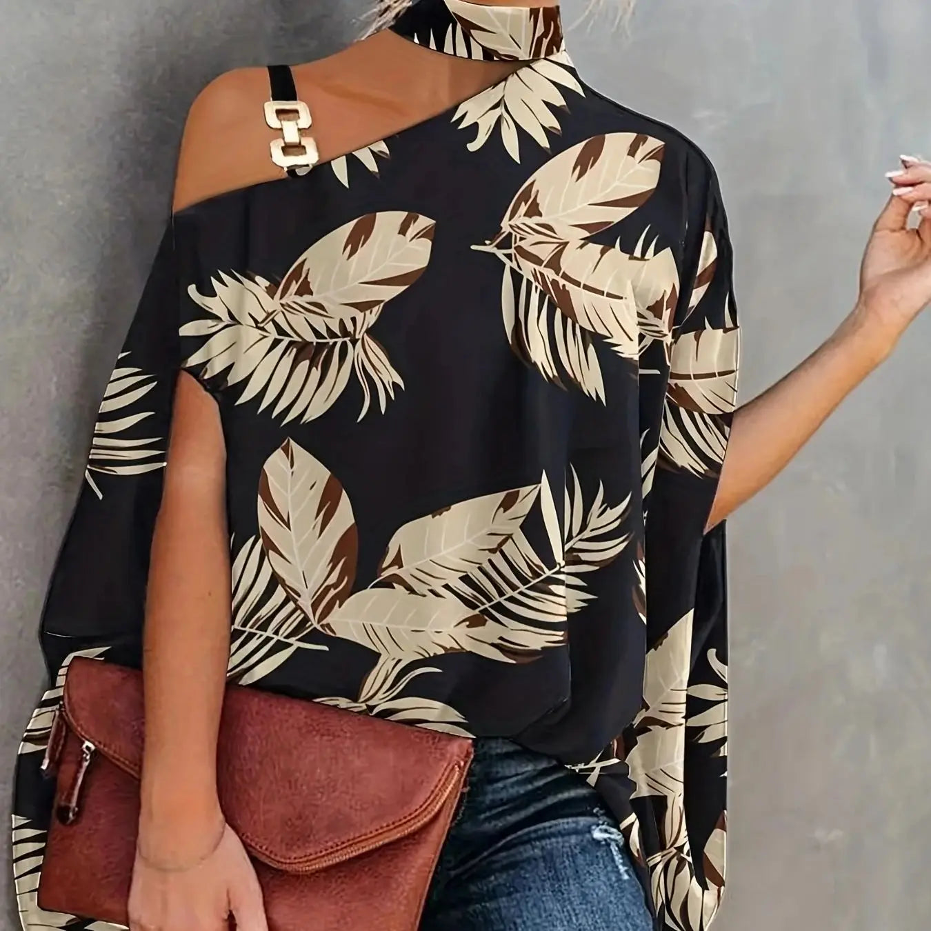Casual Loose Women's Blouse Fashion Batwing Sleeve Print O-neck Shirts Top 2024 Spring Summer Office Lady Blouses Elegant Tops