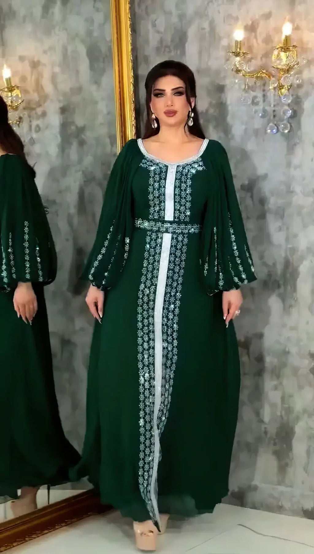 Muslim Dress Muslim Party Evening Dresses for Women Summer Muslim Half Sleeve O-neck Long Maxi Dress Gowns Kaftan Abaya Dubai