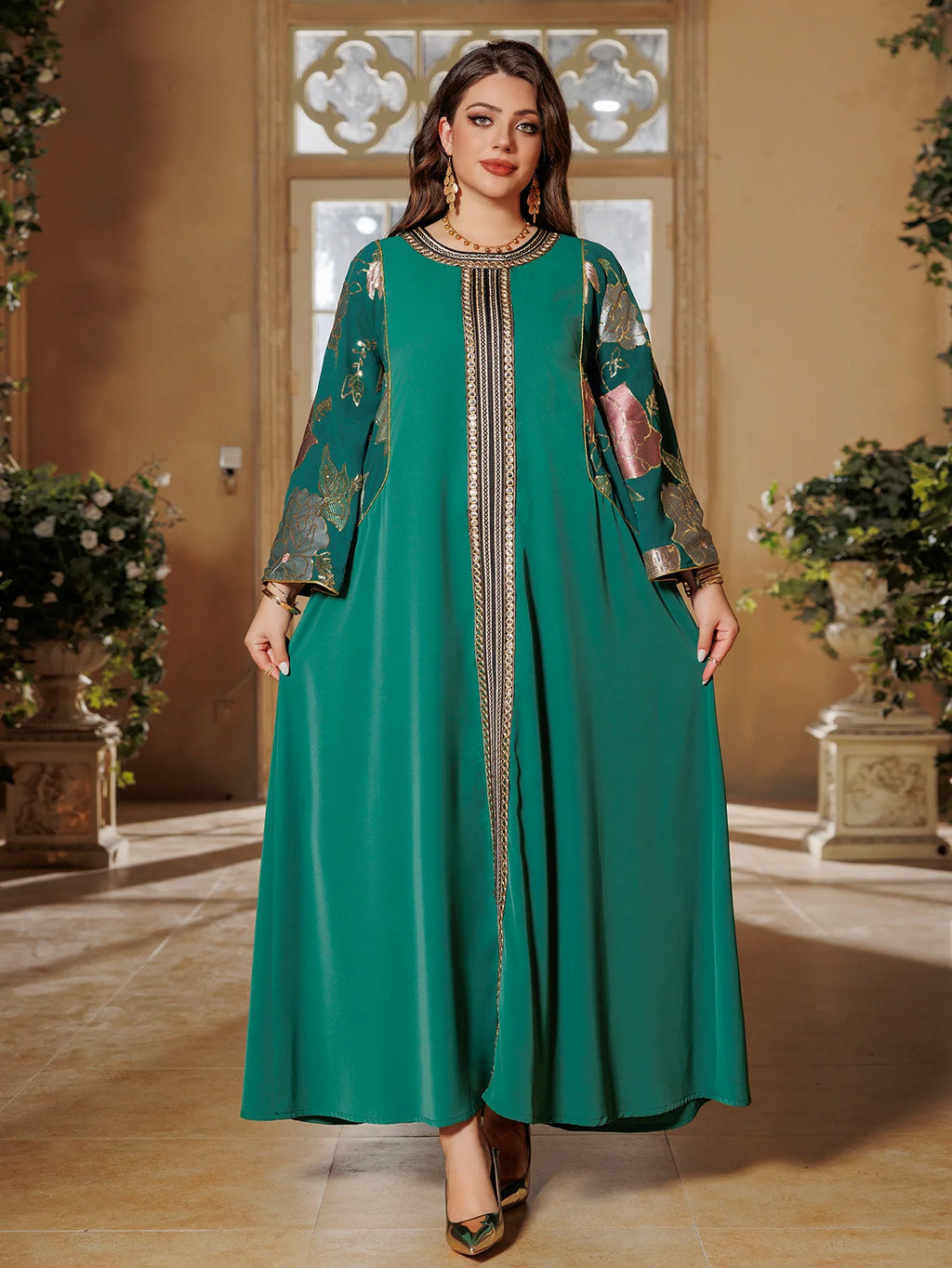 Muslim Women Sequin Embroidery Maxi Dress Dubai Abaya Turkey Kaftan Eid Djellaba Islam Jalabiya Robe Caftan Marocain Femme 2025