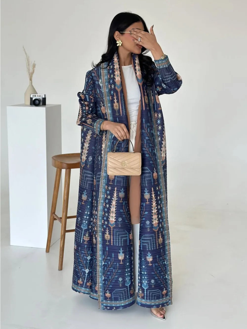 Eid Muslim Dress for Women Abaya Ramadan Print Pleated Cardigan Jalabiya Party Long Robe Morocco Dubai Kaftan Vestidos Largos