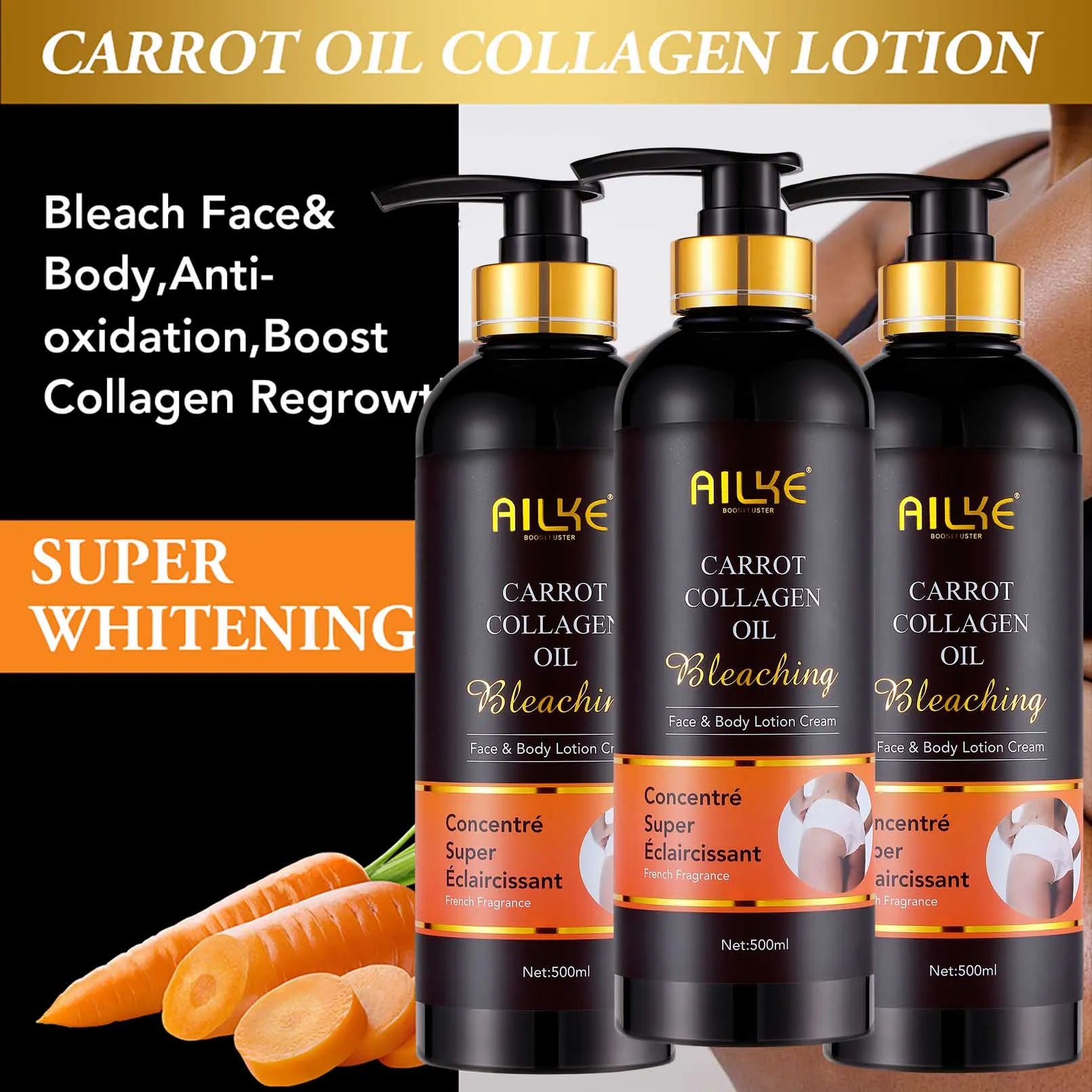 AILKE Collagen Whitening Kit, Moisturizer, Hydration, Dark Spot Removal Cream, Brightening Body Lotion, armpit Whitening Cream