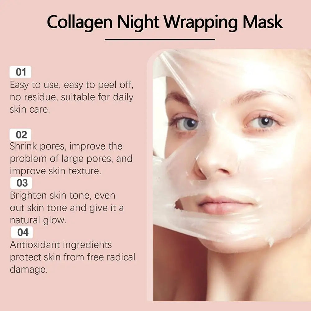Collagen Overnight Wrapping Peel Off Facial Mask Korean Collagen Night Wrapping Mask Deeply Hydrates Night Care Mask Cream