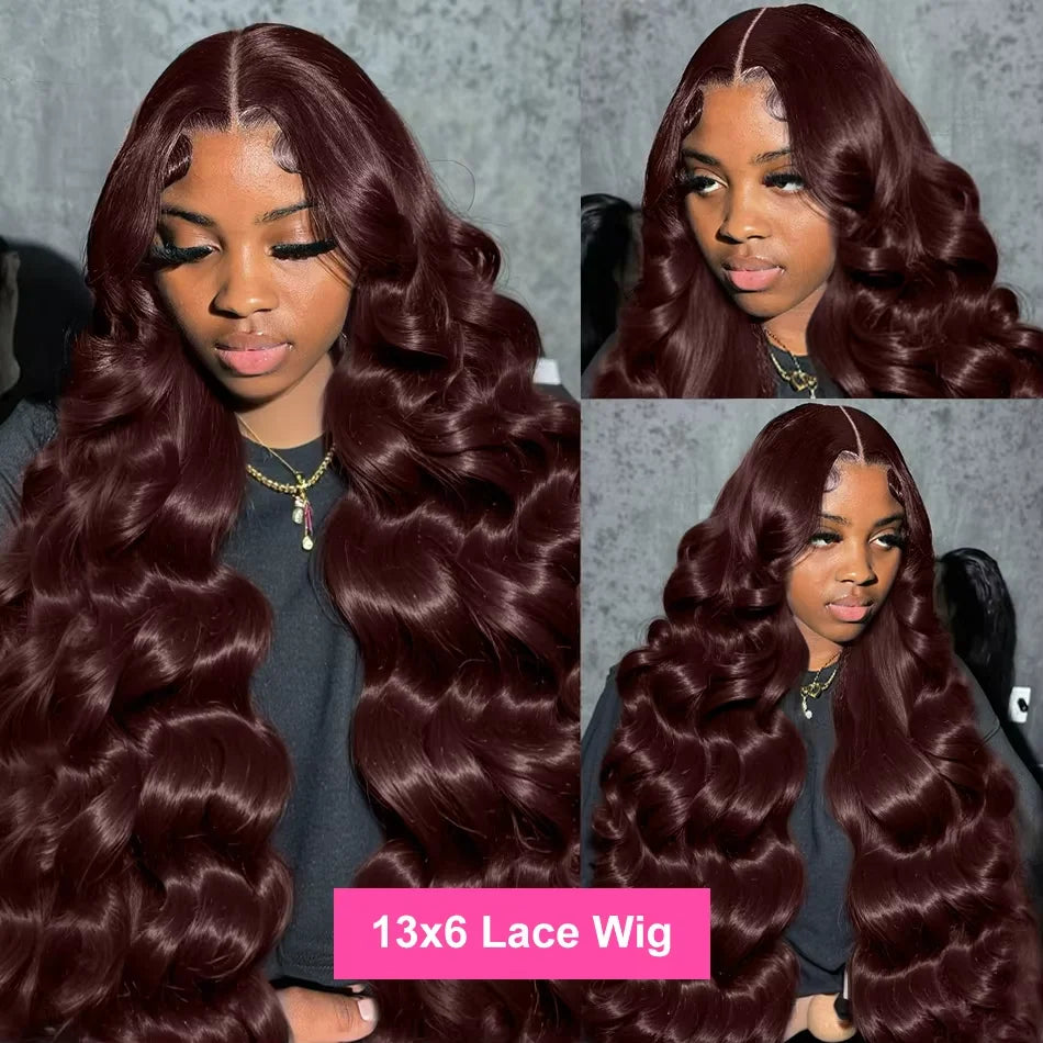 Body Wave Chocolate Brown 13x6 Lace Front Wigs Human Hair Pre Plucked Brazilian Brown Virgin Hair 13x4 HD Frontal Wig 230density