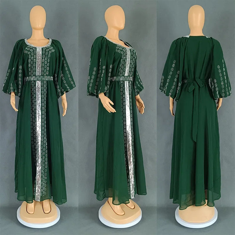 Muslim Dress Muslim Party Evening Dresses for Women Summer Muslim Half Sleeve O-neck Long Maxi Dress Gowns Kaftan Abaya Dubai