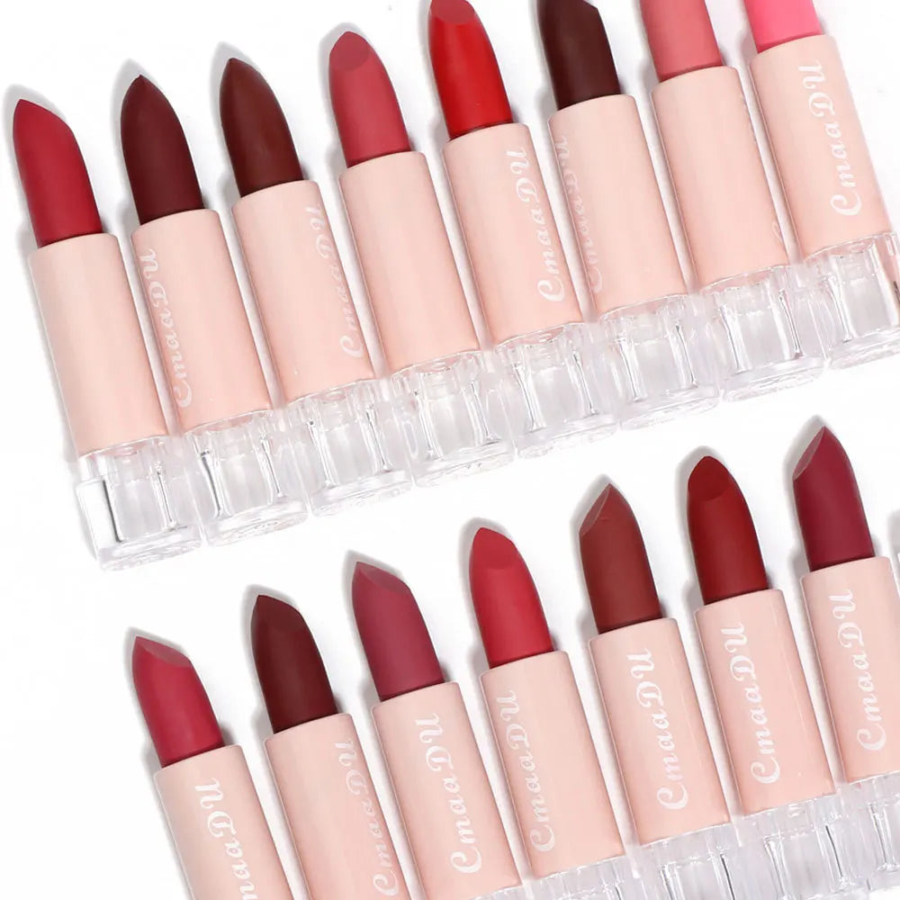 CmaaDu 15Color Pro 24HR Weightless Colour Matte Nude Velvet Liquid Rich Matte Finish Lipstick Lipgloss Waterproof Lip Makeup