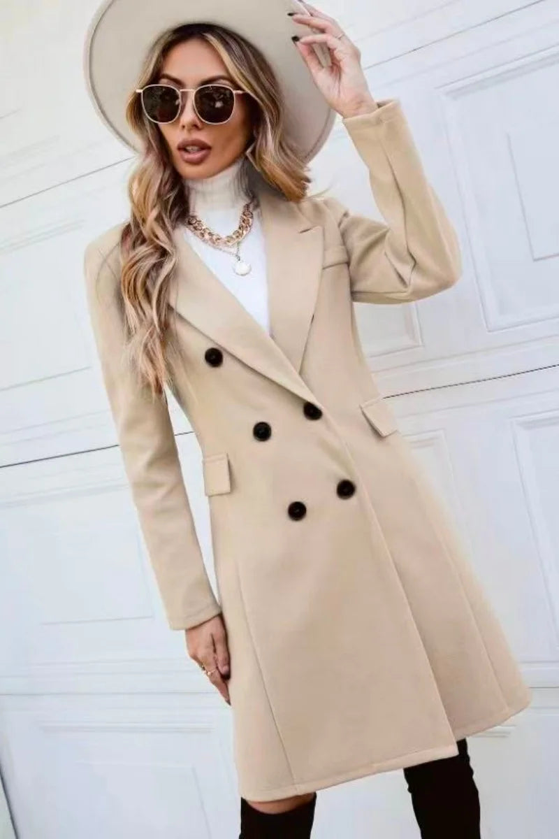European and American fashion leisure new women's autumn and winter coat fashion slim lapel style slimming long sleeve Hanfu woo