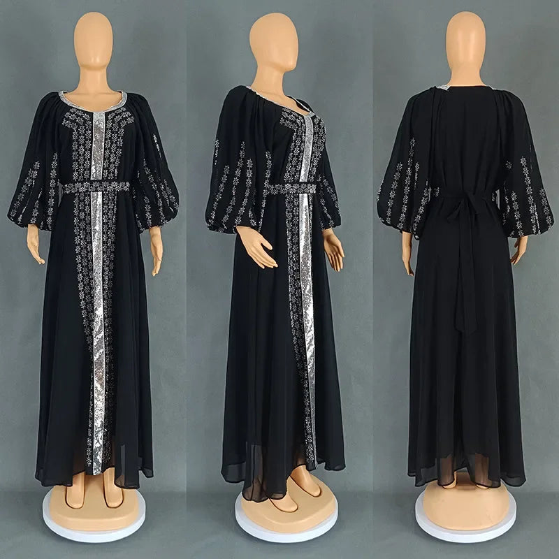 Muslim Dress Muslim Party Evening Dresses for Women Summer Muslim Half Sleeve O-neck Long Maxi Dress Gowns Kaftan Abaya Dubai