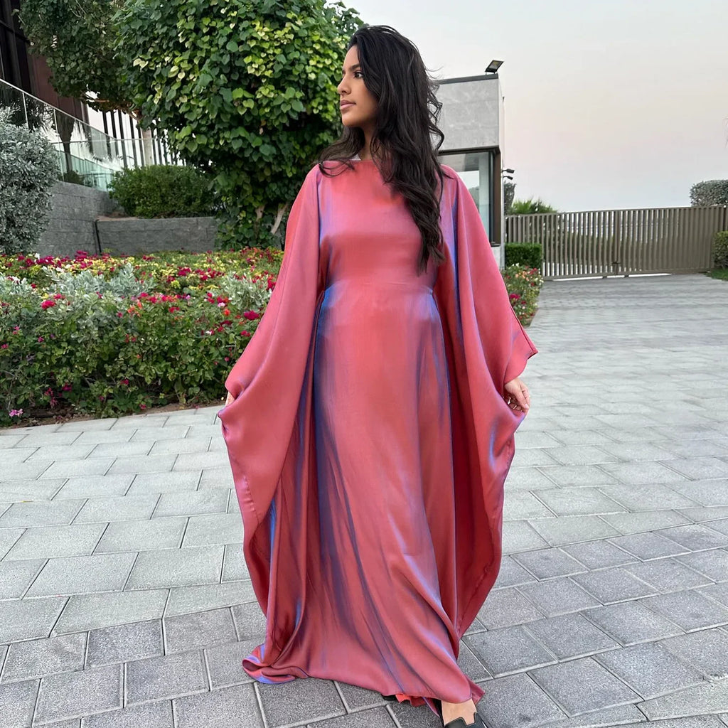 Marocain Kaftan Women Batwing Sleeve Modest Dress Dubai Turkey Abaya Eid Mubarak Djellaba Islam Jalabiya Prayer Garemnt Ramadan
