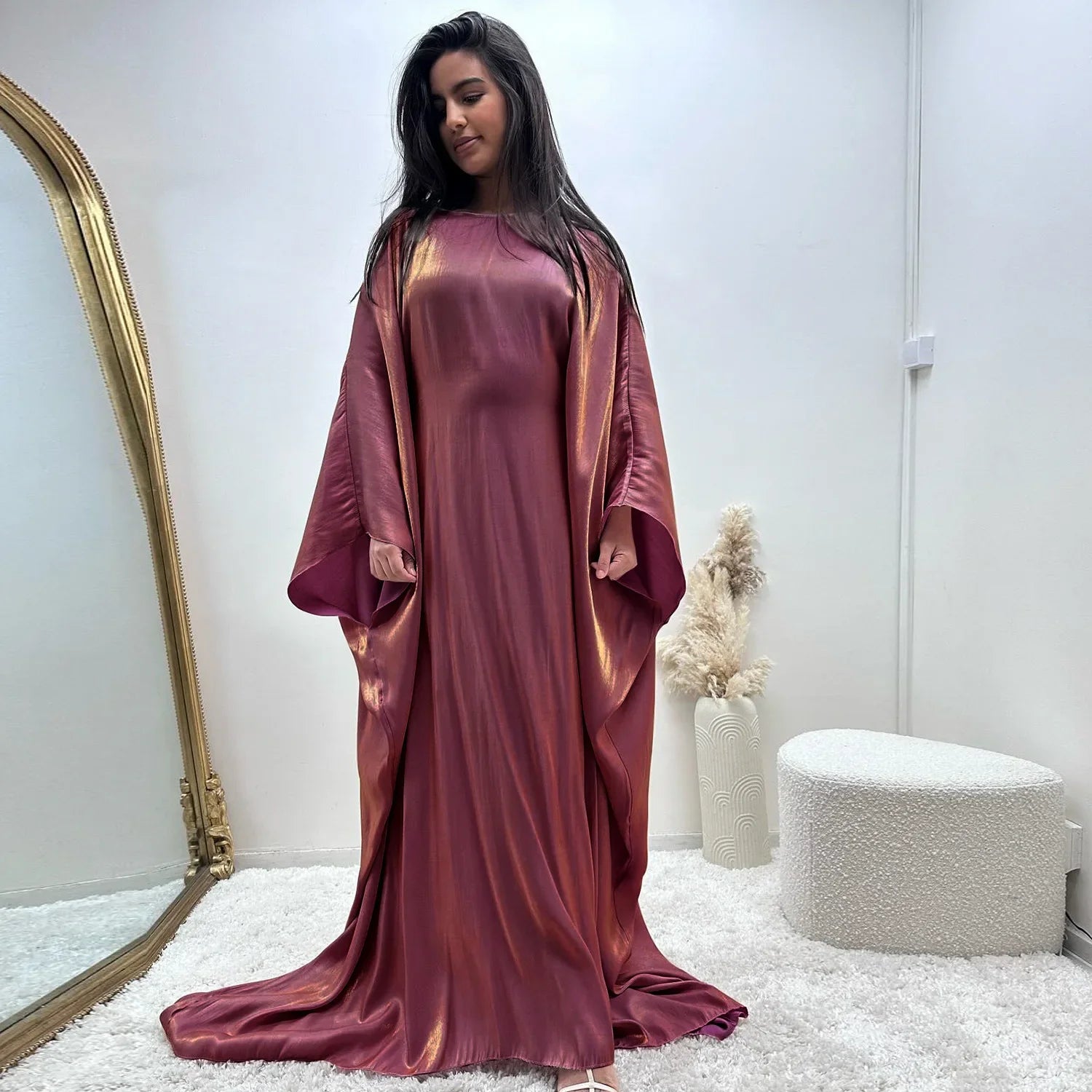 Femme Musulman Shiny Abayas for Women Muslim Prayer Dress Dubai Turkey Kaftan Eid Djellaba Saudi Arabic Robe Islam Jalabiya Gown