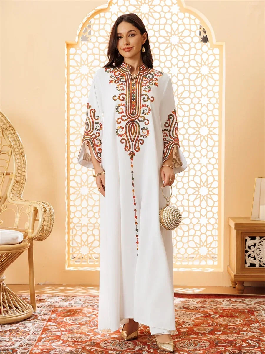 Ramadan Muslim Women's Embroidered Loose abaya Dresses For Women Gala Morocco Dubai Elegant Casual Kaftan