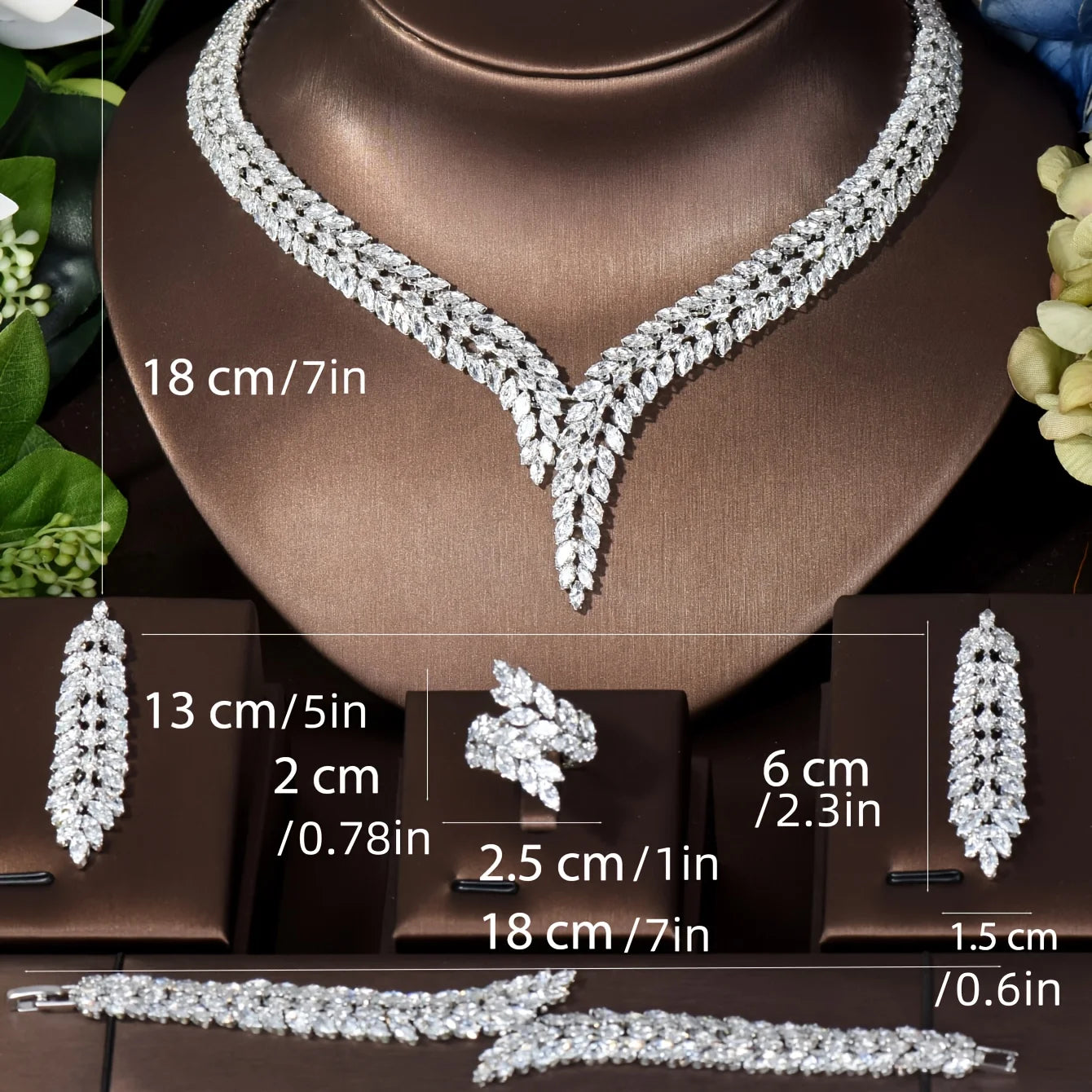 Unique Brilliant Cubic Zirconia Wedding Jewelry Set For Women Geometric African Luxury Bride 4 Piece Holiday Dress S-339