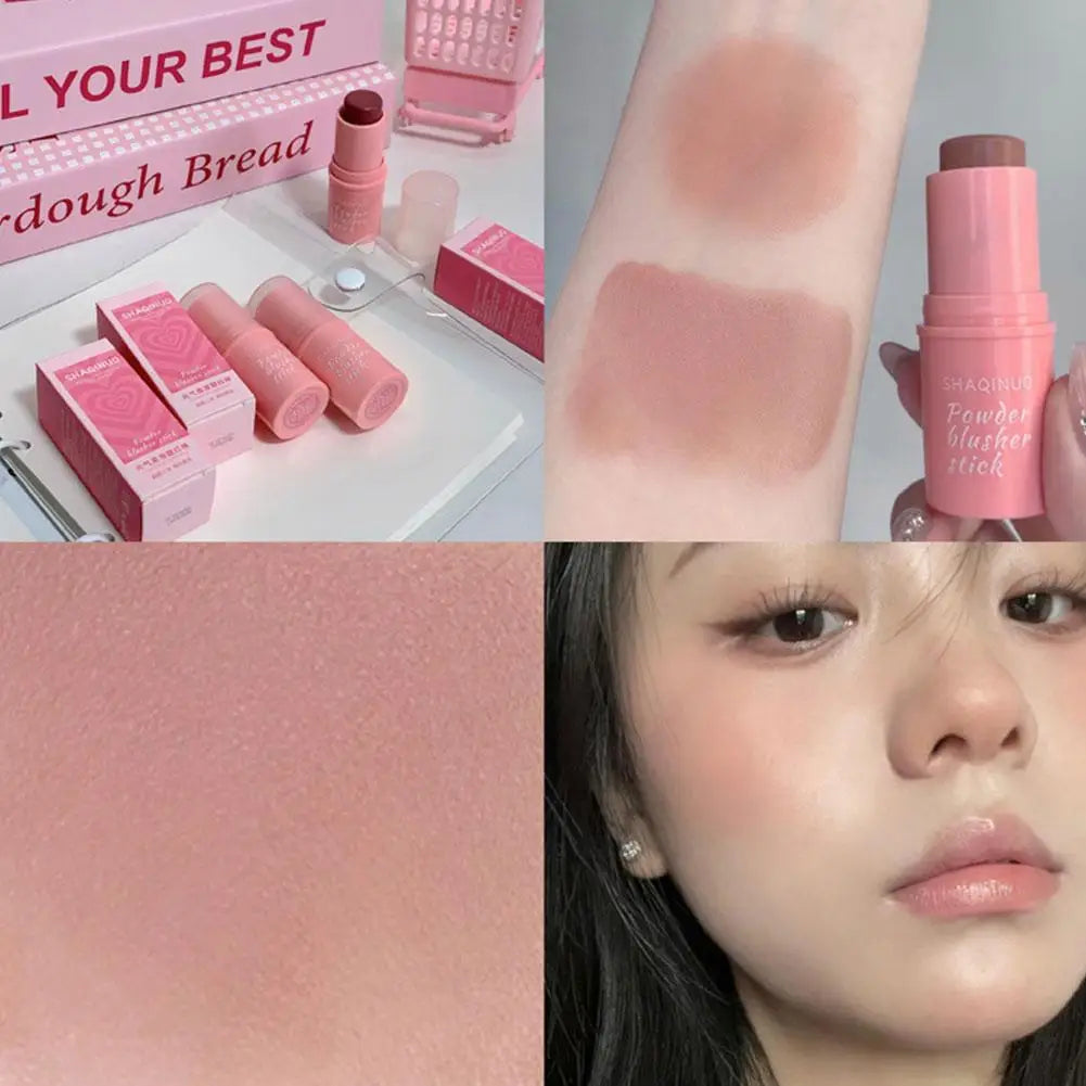 3-in-1Blush Stick Lasting Brightens Facial Cheek Stick Moisturizing Flash Lip Gloss Makeup Lip Gloss Face Rouge