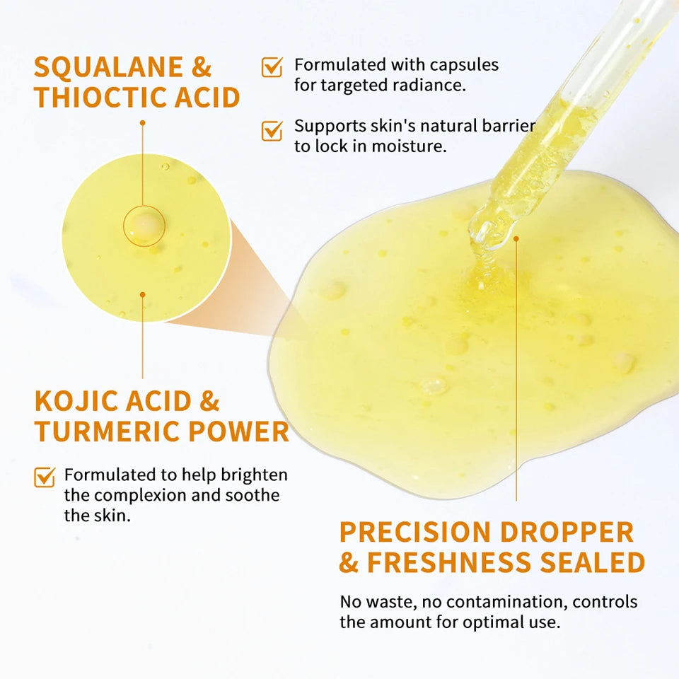 Kojic Acid Turmeric Niacinamide Serum Precise Dropper Design Deep Moisturizing Soothe Skin Brighten Skin Tone Facial Care