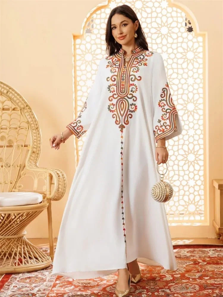 Ramadan Muslim Women's Embroidered Loose abaya Dresses For Women Gala Morocco Dubai Elegant Casual Kaftan