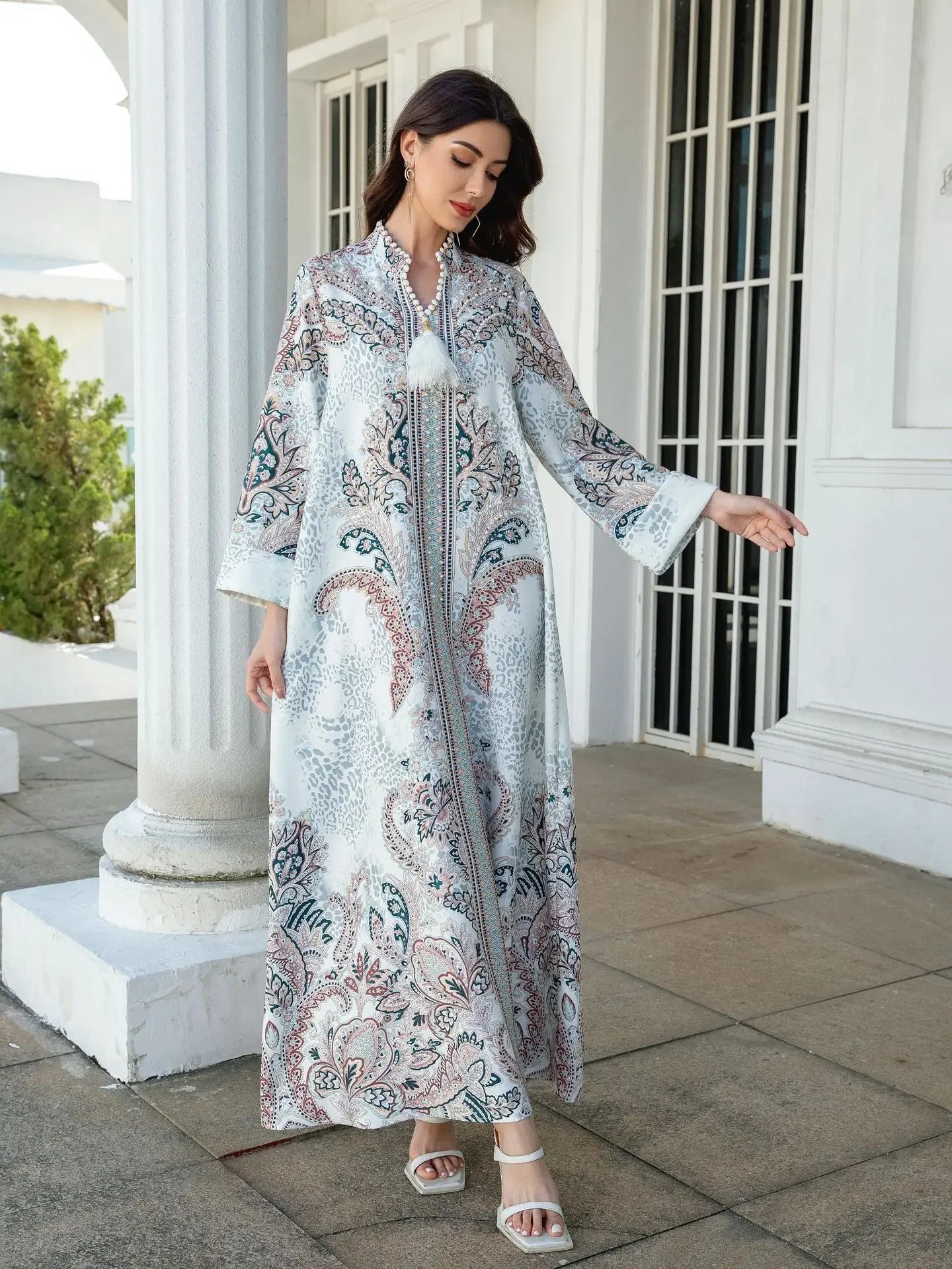 Eid Women Dress Muslim Abaya Diamond Beading Vestidos Largos Party Caftan Jalabiya Ramadan Long Dresses Kaftan Arab Robe 2025