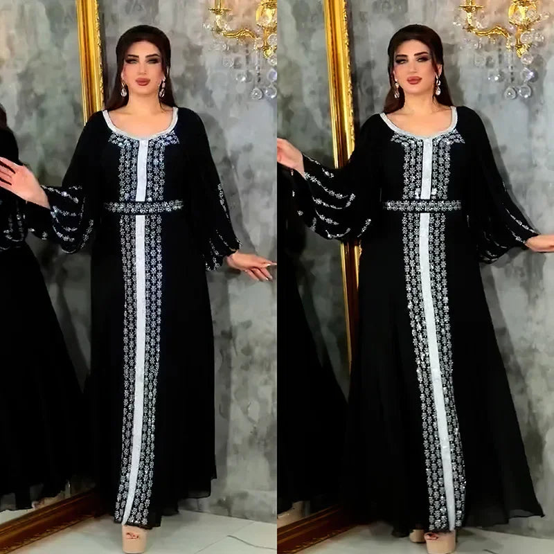Muslim Dress Muslim Party Evening Dresses for Women Summer Muslim Half Sleeve O-neck Long Maxi Dress Gowns Kaftan Abaya Dubai