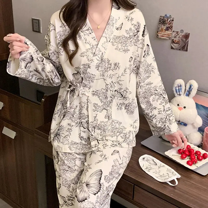 Sleeping Wear for Woman Pajamas Set Ensemble Pyjama Femme Ladies Pyjamas Femmes Sexy’ Homewear Home Set Female Pajama Women Suit