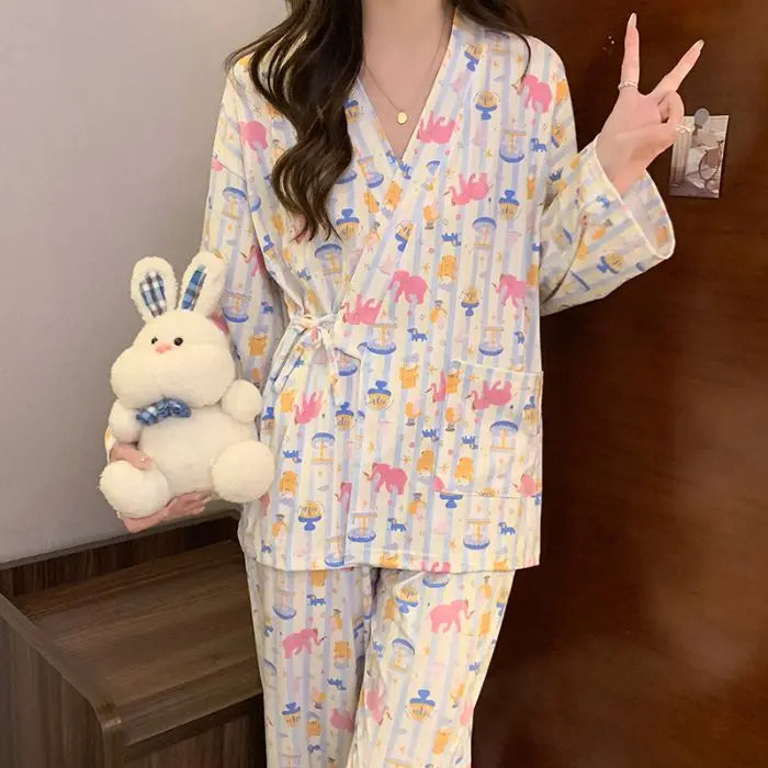 Sleeping Wear for Woman Pajamas Set Ensemble Pyjama Femme Ladies Pyjamas Femmes Sexy’ Homewear Home Set Female Pajama Women Suit