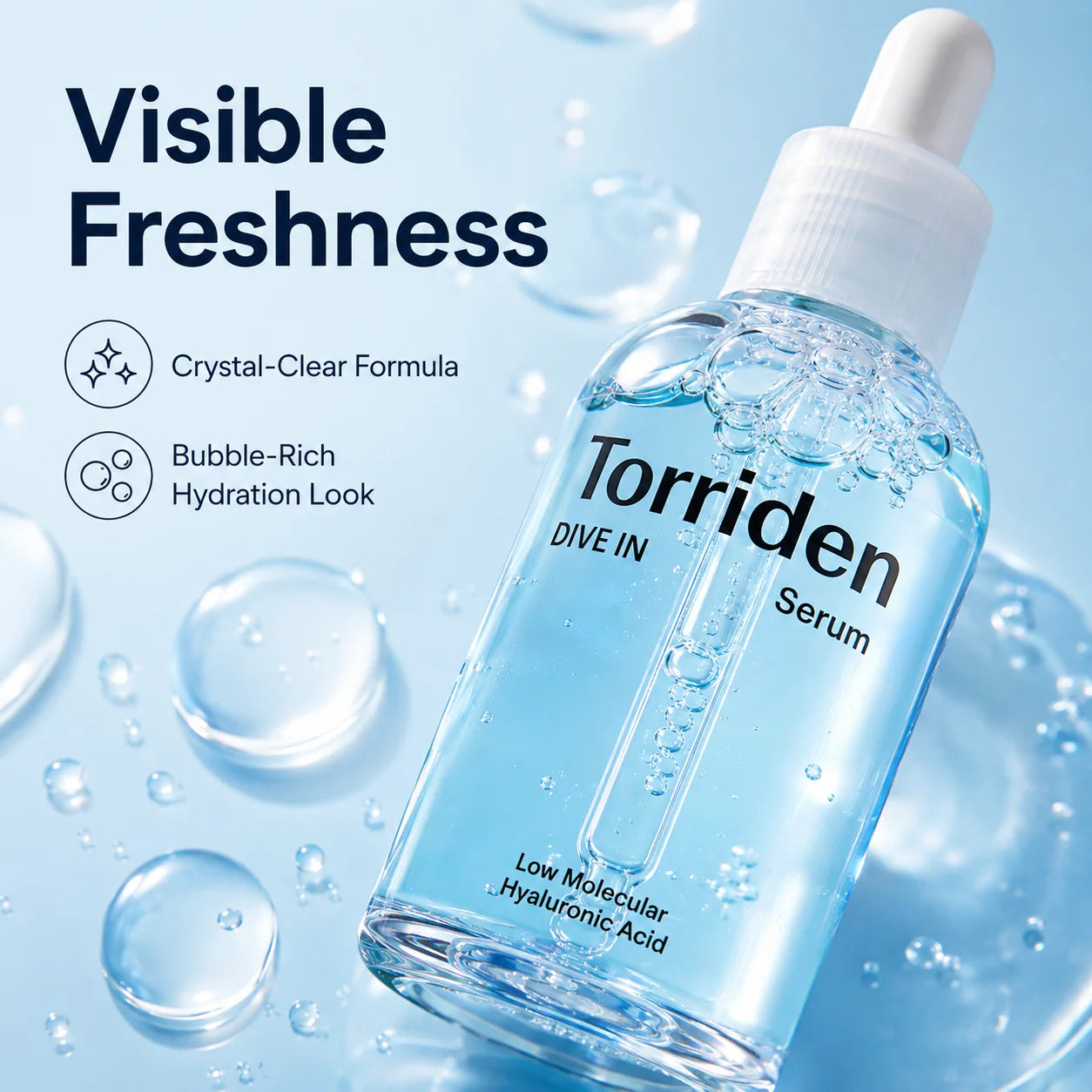 Torriden DIVE-IN Low-Molecular Hyaluronic Acid Serum 50ml,Featherlight,Moisture Retention Aid,Korean Skincare,for Korean Makeup