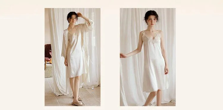 اكتشفي رفاهية النوم والراحة مع طقم البيجامات النسائية الفاخرة المصنوع من حرير الثلج عالي الجودة.