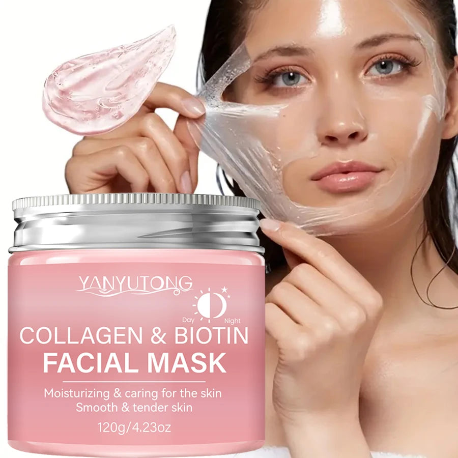 Collagen Peel Mask, Biotin Collagen Wrap Mask Day and Night, Deep Hydration, Night Care Mask Cream.