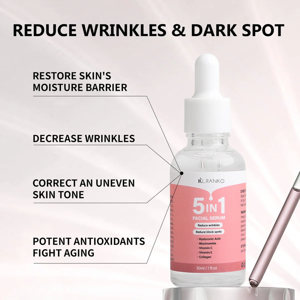 5-in-1 Multi-Action Facial Serum - Hydrates, Firms, Brightens & Reduces Wrinkles for Youthful Skin